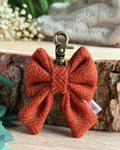 Harris Tweed® Bow Key Ring | Bag Charm | Burnt Orange (Copy) Dash Of Hounds