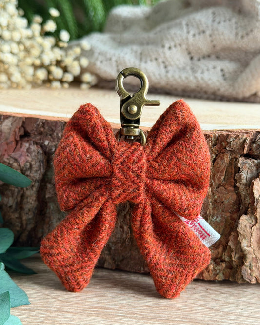 Harris Tweed® Bow Key Ring | Bag Charm | Burnt Orange (Copy) Dash Of Hounds