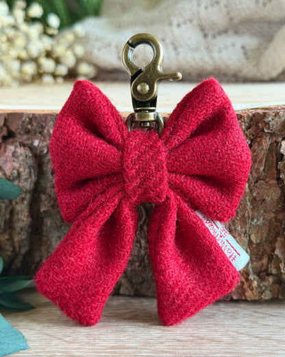 Harris Tweed® Bow Keyring | Bag Charm | Red Dash Of Hounds