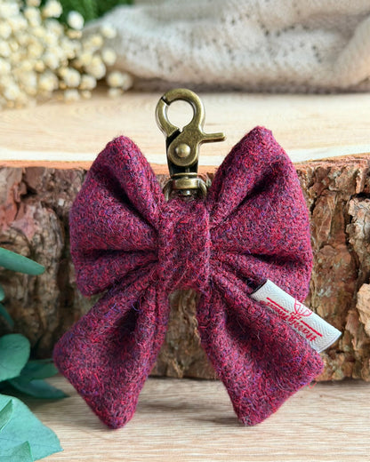Harris Tweed® Bow Key Ring | Bag Charm | Autumn Berry (Copy) Dash Of Hounds
