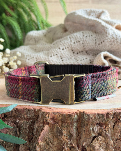 Harris Tweed® Autumn Brown Dog Collar Bow & Lead Set Dash Of Hounds