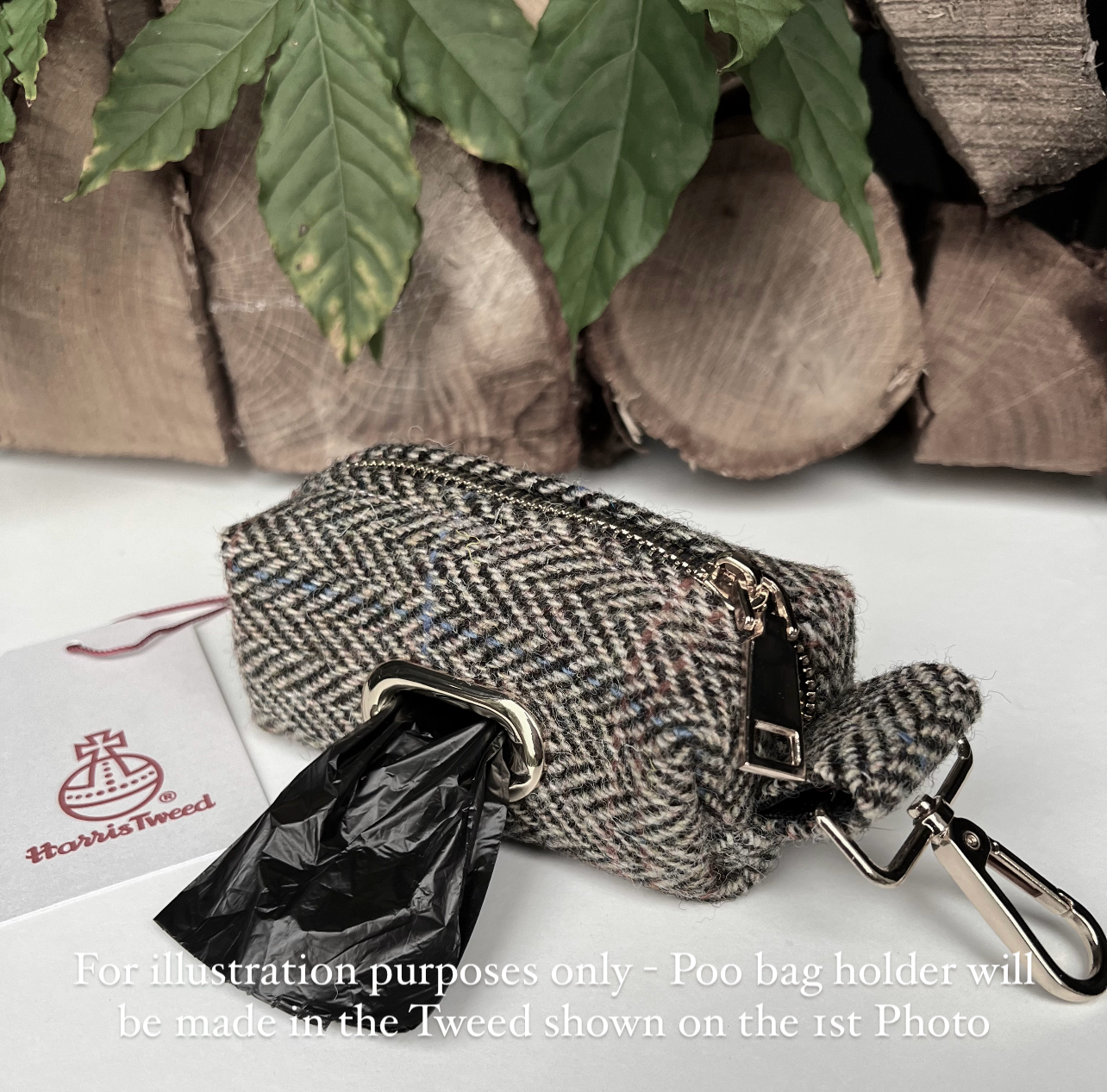 Harris Tweed® Red Grey Check Silver Tweed Dog Collar Bow & Lead Set Hunter & Co.