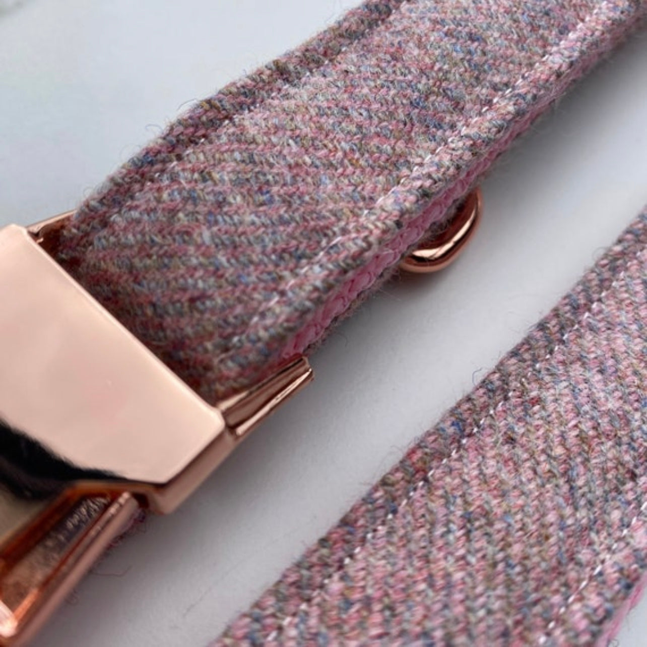 Blush Pink Tweed Dog Collar Bow & Lead Set Hunter & Co.