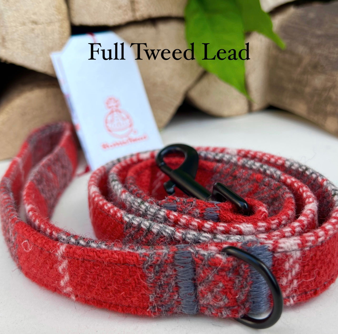 Harris Tweed® Red Grey Check Dog Lead Hunter & Co.