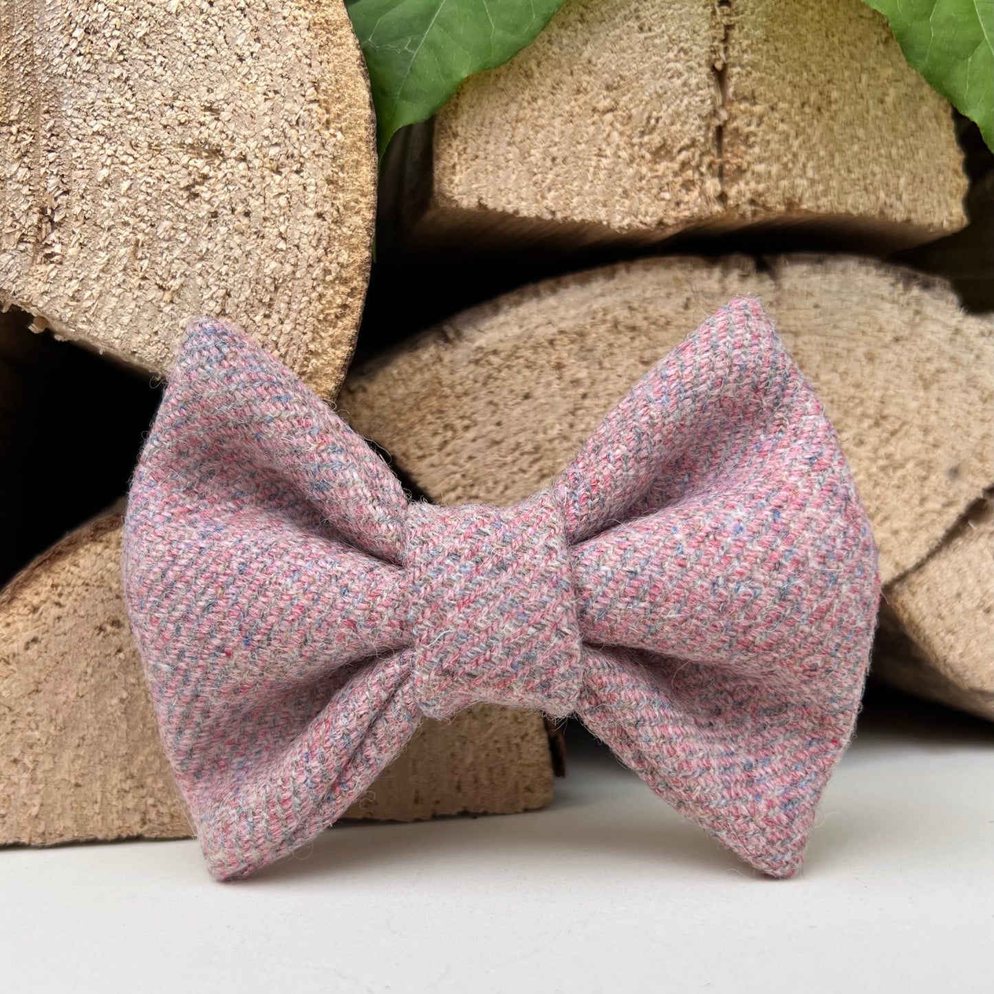 Blush Pink Tweed Dog Collar Bow & Lead Set Hunter & Co.
